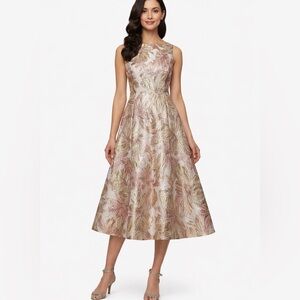 NWT Alex Evenings Metallic Jacquard A-Line Dress 12P